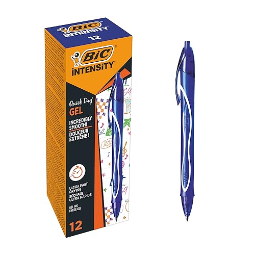 BIC Deutschland 950442 Gel-ocity Quick Dry Tintenroller, Gelstifte in Blau, Strichstärke Medium, Nachfüllbar, 12er Pack von BIC Deutschland
