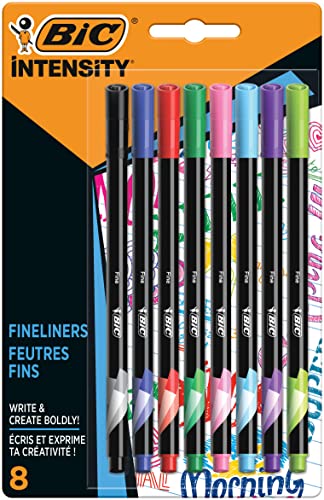 BIC Intensity Fineliner, Filzstifte in 8 verschiedenen Farben, mit feiner Spitze, für Bullet Journal & Mandala von BIC Intensity