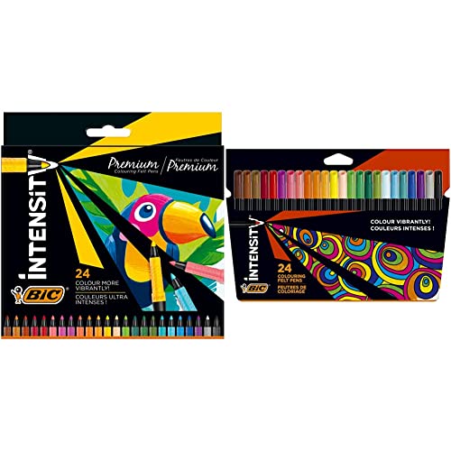 BIC Intensity Premium Filzstifte, in 24 Farben, mit komfortablem Kautschukgriff und stabiler Spitze & Filzstifte, zum Malen für Erwachsene und Kinder, in 24 auswaschbaren Farben, mit stabiler Spitze BIC Intensity Premium Filzstifte, in 24 Farben, mit komfortablem Kautschukgriff und stabiler Spitze & Filzstifte, zum Malen für Erwachsene und Kinder, in 24 auswaschbaren Farben, mit stabiler Spitze von BIC Intensity