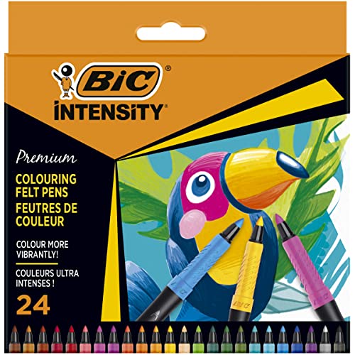 BIC Intensity Premium Filzstifte, zum Malen für Erwachsene und Kinder, in 24 Farben, mit komfortablem Kautschukgriff und stabiler Spitze von BIC Intensity