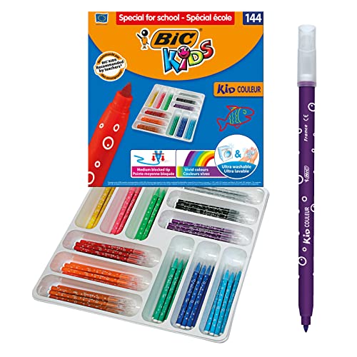 BIC KiDS Couleur Medium Filzstifte Schulset Klassensatz, 144-teilig von BIC Kids