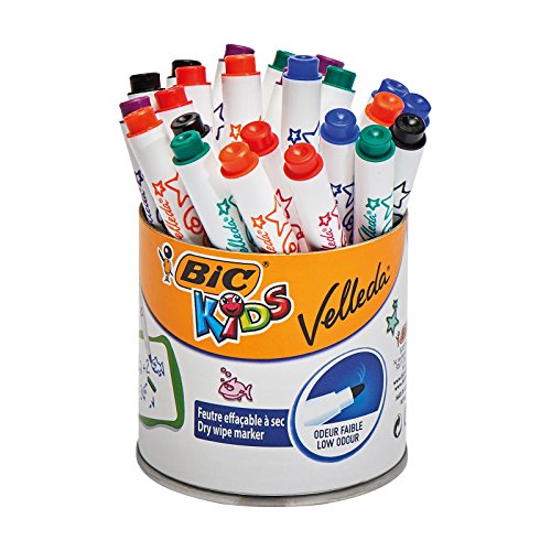 BIC KiDS Mini VELLEDA Whiteboard-Marker (trocken abwischbar) Trommel mit 24 Stück von BIC Kids