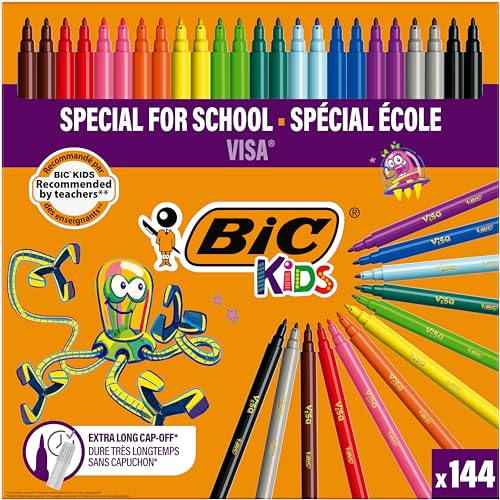 BIC Kids 8878381 Visa Fasermaler Schulset / Klassensatz, 144-teilig von BIC Kids