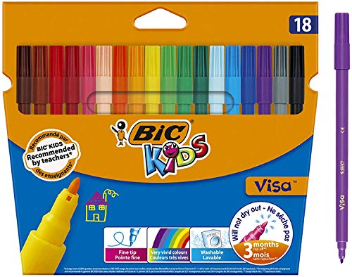 BIC Kids 888681 Pinsel-Fasermaler Visa, 18 Stück, 18-farbig sortiert von BIC Kids