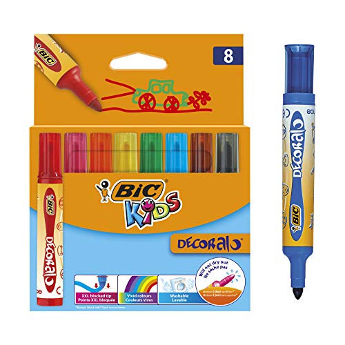 BIC Kids 946442 Fasermaler"DECORALO", 8 Stück 8-farbig sortiert von BIC Kids