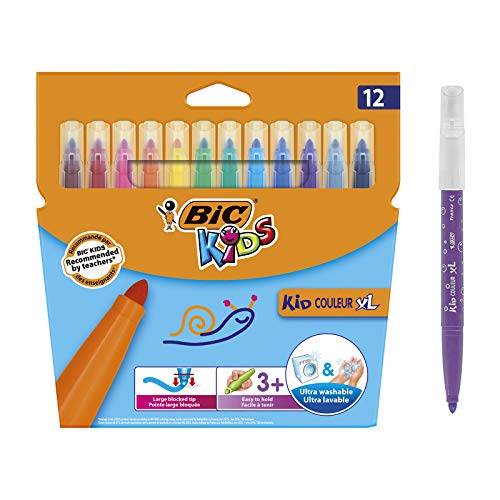 BIC Kids Filzstifte Kid Couleur XL, Fasermaler zum Malen in 12 auswaschbaren Farben, mit dicker Spitze, im Karton Etui, ab 3 Jahre BIC Kids Filzstifte Kid Couleur XL, Fasermaler zum Malen in 12 auswaschbaren Farben, mit dicker Spitze, im Karton Etui, ab 3 Jahre von BIC