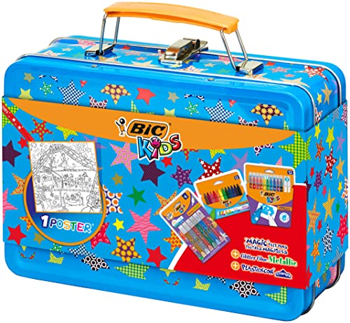 BIC Kids Stifte Set: 12 Magic Filzstifte, 6 Glitzerkleber, 12 Ölmalkreiden und 1 Ausmal-Poster in praktischem Malkoffer BIC Kids Stifte Set: 12 Magic Filzstifte, 6 Glitzerkleber, 12 Ölmalkreiden und 1 Ausmal-Poster in praktischem Malkoffer von BIC