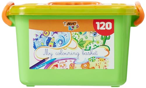 BIC Kids Stifte Set: 60 auswaschbare Filzstifte & 60 Buntstifte, zum Malen in praktischer Malkiste, My colouring basket, 1 stück (120 erPack) von BIC Kids