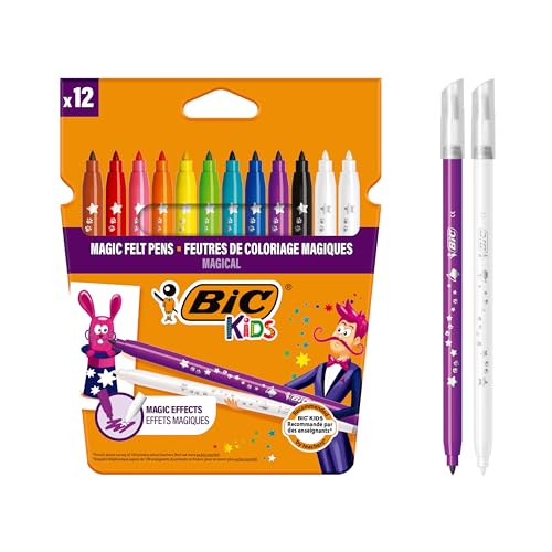 BIC Kids 9202962 Zauberstifte Colour & Erase, 12er Set, Filzstifte mit Zauber-Effekten, Auswaschbare Stifte für Kinder von BIC Kids