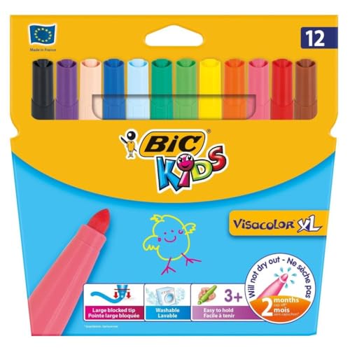 Bic 829007 KIDS Fasermaler Visacolor XL, 12er Kartonetui von BIC Kids