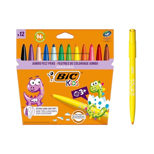 BIC Kids Bic 892223 KIDS Fasermaler Visacolor XL ecolutions, 12er Kartonetui, schwarz von BIC Kids