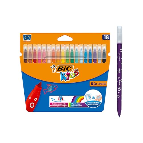 Bic 937508 KIDS Fasermaler Kid Couleur medium, 18er Kartonetui von BIC Kids