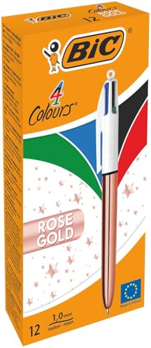 BIC 4 Farben Kugelschreiber Set 4 Colours Rose Gold, 12er Pack, Ideal für das Büro, das Home Office oder die Schule von BIC