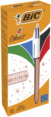 BIC 4 Farben Kugelschreiber Set 4 Colours Rose Gold, 12er Pack, Ideal für das Büro, das Home Office oder die Schule von BIC