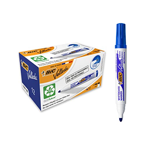 BIC 1701 Whiteboard Marker Velleda ECOlutions (Rundspitze, Strichstärke 1,4 mm) Schachtel à 12 Stück, blau von BIC