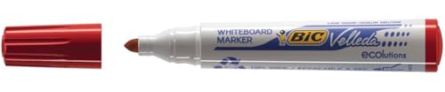 BIC 1701 Whiteboard Marker Velleda ECOlutions (Rundspitze, Strichstärke 1,4 mm) Schachtel à 12 Stück, rot von BIC