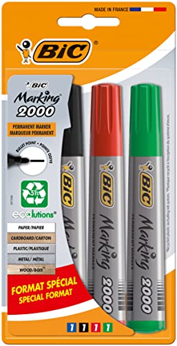 BIC Marking 2000 Permanent Marker, mit fester Rundspitze, in 4 Farben, zum Beschreiben von Metall, Holz & Co von BIC