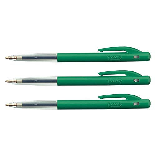 BIC 3 Kugelschreiber M10 CLIC Medium Spitze 1 mm grüne Tinte von BIC