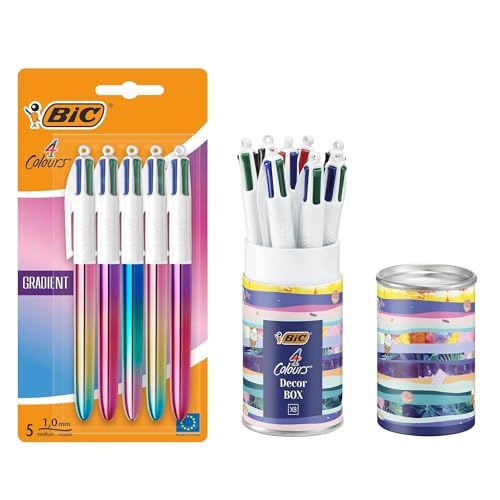 BIC 4 Colours Kugelschreiber Bundle – 13 Stück (5x Gradient + 8x Design Message Box) – 4 Farben pro Stift, nachfüllbar – Ideal für Büro, Schule & kreative Geschenkideen von BIC