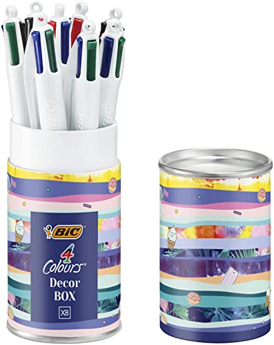 BIC 4 Colours Stifte Set: 8 Kugelschreiber in verschiedenem Design, Ideal als Geschenk, Message Box von BIC