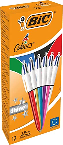 BIC 4 Farben Kugelschreiber Set 4 Colours Shine, in verschiedenen Farben, 12er Pack, Ideal für das Büro, das Home Office oder die Schule BIC 4 Farben Kugelschreiber Set 4 Colours Shine, in verschiedenen Farben, 12er Pack, Ideal für das Büro, das Home Office oder die Schule von BIC