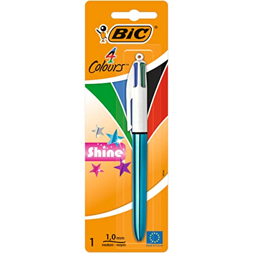 BIC 4 Farben Kugelschreiber 4 Colours Shine, Schaft Farbe variiert, 1er Pack, Ideal für das Büro, das Home Office oder die Schule BIC 4 Farben Kugelschreiber 4 Colours Shine, Schaft Farbe variiert, 1er Pack, Ideal für das Büro, das Home Office oder die Schule von BIC