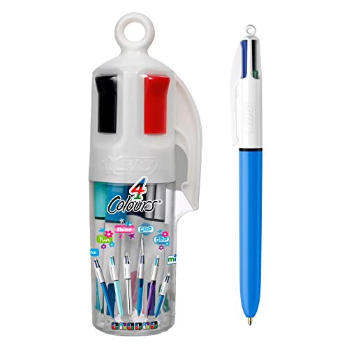 BIC 4 Farben Kugelschreiber Set 4 Colours, 6er Stifte Set Variation in transparentem Stiftebecher, Ideal für das Büro, das Home Office oder die Schule von BIC