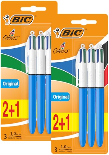 BIC 4 Farben Kugelschreiber Set 4 Colours Original, 2x3er Pack, Ideal für das Büro, das Home Office oder die Schule | 6 Stück BIC 4 Farben Kugelschreiber Set 4 Colours Original, 2x3er Pack, Ideal für das Büro, das Home Office oder die Schule | 6 Stück von BIC