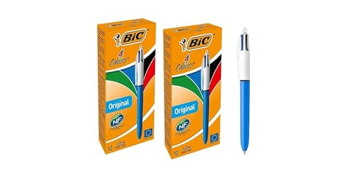 BIC 4 Farben Kugelschreiber Set – 4 Colours Original – 2 x 12er Pack – Ideal für Büro, Home Office & Schule von BIC