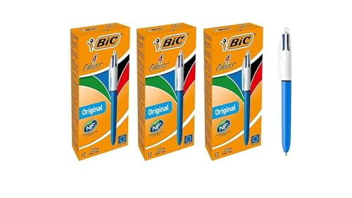 BIC 4 Farben Kugelschreiber Set – 4 Colours Original – 3 x 12er Pack – Ideal für Büro, Home Office & Schule BIC 4 Farben Kugelschreiber Set – 4 Colours Original – 3 x 12er Pack – Ideal für Büro, Home Office & Schule von BIC