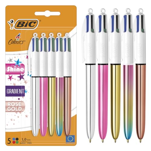 BIC 4 Farben Kugelschreiber Set 4 Colours Shine, in verschiedenen Farben, 5er Pack, Ideal für das Büro, das Home Office oder die Schule BIC 4 Farben Kugelschreiber Set 4 Colours Shine, in verschiedenen Farben, 5er Pack, Ideal für das Büro, das Home Office oder die Schule von BIC