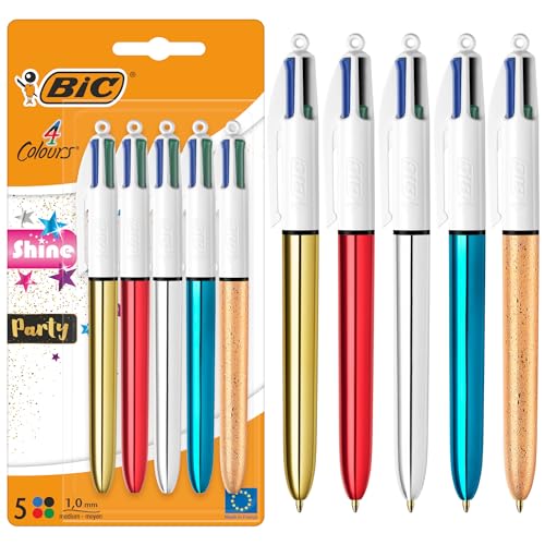BIC 4 Farben Kugelschreiber Set 4 Colours Shine, in verschiedenen Farben, 5er Pack, Ideal für das Büro, das Home Office oder die Schule BIC 4 Farben Kugelschreiber Set 4 Colours Shine, in verschiedenen Farben, 5er Pack, Ideal für das Büro, das Home Office oder die Schule von BIC