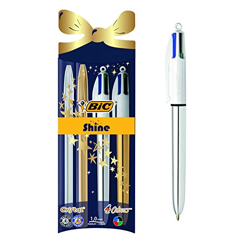 BIC 4 Farben Kugelschreiber Set 4 Colours Shine, inkl. 2 BIC Cristal Stifte, in je Gold und Silber, Ideal als Geschenk BIC 4 Farben Kugelschreiber Set 4 Colours Shine, inkl. 2 BIC Cristal Stifte, in je Gold und Silber, Ideal als Geschenk von BIC