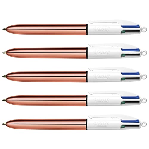 BIC 4Colours Shine Kugelschreiber, mittlere Spitze, pink-goldfarben, 5 Stück BIC 4Colours Shine Kugelschreiber, mittlere Spitze, pink-goldfarben, 5 Stück von BIC
