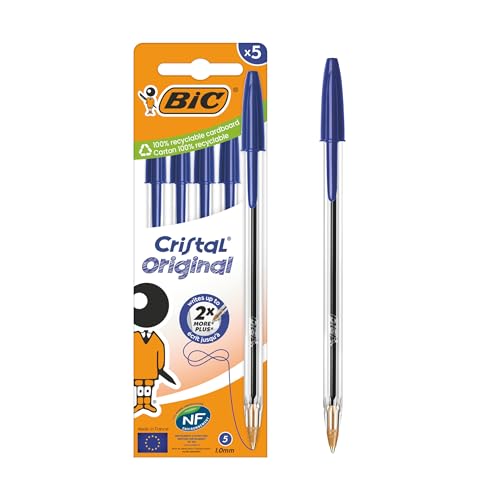 BIC 5 Kugelschreiber Cristal, blaue Tinte, 5 Stück BIC 5 Kugelschreiber Cristal, blaue Tinte, 5 Stück von BIC
