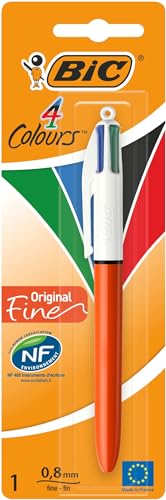 BIC 4 Farben Kugelschreiber 4 Colours Fine, 1er Pack, Ideal für das Büro, das Home Office oder die Schule von BIC