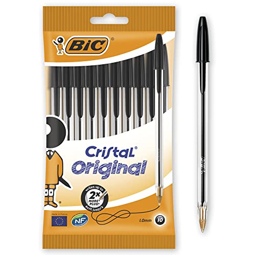 BIC Kugelschreiber Set Cristal Original, in Schwarz, Strichstärke 0,4 mm, 10er Pack, Ideal für das Büro, das Home Office oder die Schule BIC Kugelschreiber Set Cristal Original, in Schwarz, Strichstärke 0,4 mm, 10er Pack, Ideal für das Büro, das Home Office oder die Schule von BIC