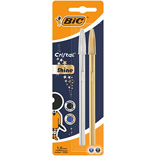 BIC 9213361 Kugelschreiber Cristal Shine, sortiert, 2 Stück, Schreibfarbe blau/schwarz von BIC