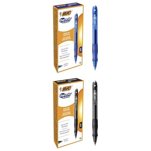 BIC Bundle Gel-ocity Original Tintenroller, Gelstifte in Blau und Schwarz, Strichstärke Medium, Nachfüllbar, 24er Pack von BIC