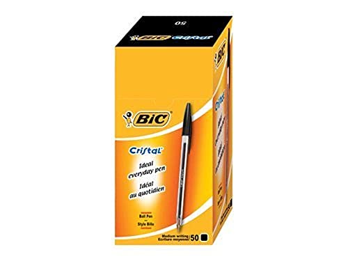 BIC Cristal – Kugelschreiber (schwarz, schwarz, transparent, mittel, ISO 11540, BS 7272–1) von BIC
