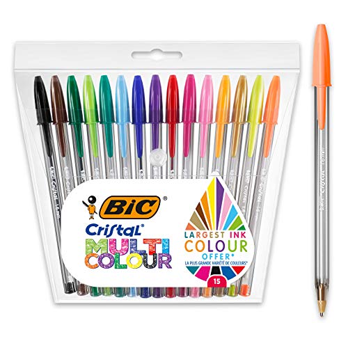 BIC Cristal Multicolour Kugelschreiber mit breiter Spitze - mehrfarbig, 15er Pack von BIC