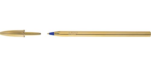 BIC 9213401 Cristal Shine, 20 Kugelschreiber, Edler Kuli in Gold, Mit blauer dokumentenechter Tinte, Ideal als Büroartikel von BIC