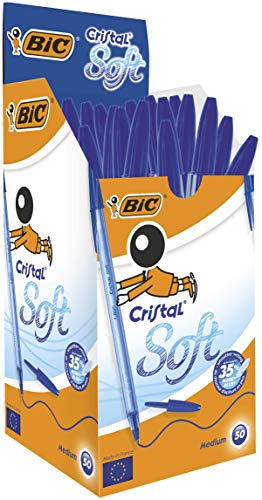 BIC Cristal Soft Kugelschreiber, ohne Druckmechanik, 50 Stück, Blau BIC Cristal Soft Kugelschreiber, ohne Druckmechanik, 50 Stück, Blau von BIC