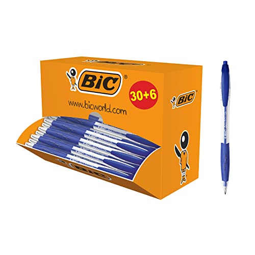 BIC 920286 Kugelschreiber Atlantis Classic, in Blau, Strichstärke 0,4 mm, nachfüllbar, 36er Pack, Ideal für das Büro, das Home Office oder die Schule von BIC