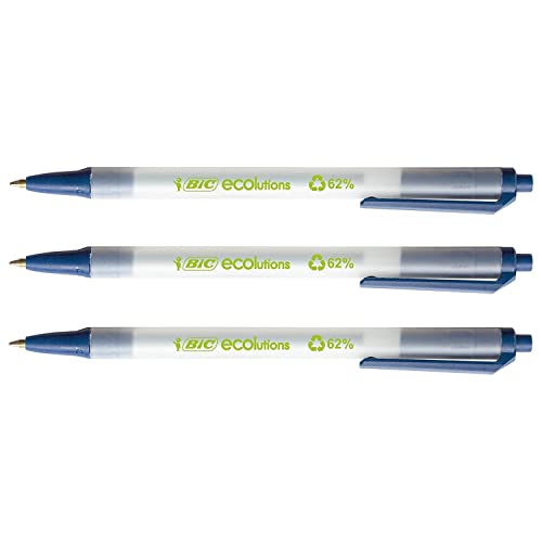BIC Eco Clic Stric Kugelschreiber, mittlere Spitze, 1 mm, blaue Tinte, 3 Stück von BIC