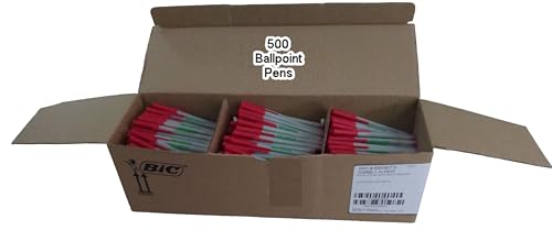 BIC Ecolutions Round Stic Kugelschreiber, mittlere Spitze (1,0 mm), 500 Stück, rote Tinte, aus 97 % recyceltem Kunststoff von BIC