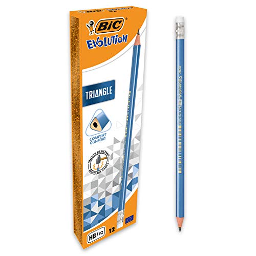 BIC Evolution Triangle HB Dreikant Bleistifte mit Radiergummi - 12er Pack von BIC