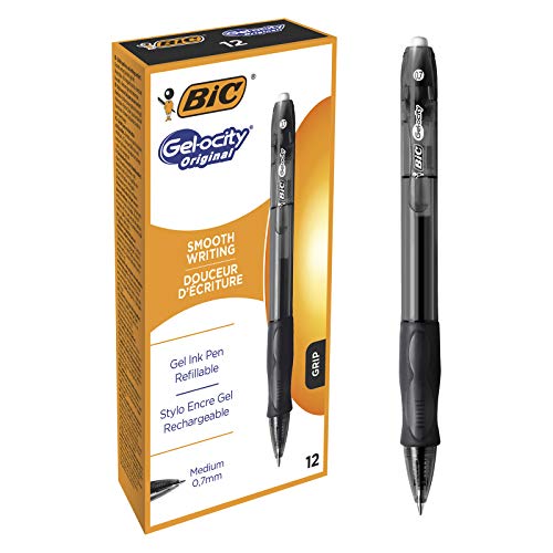 BIC Gel-ocity Original Tintenroller, Gelstifte in Schwarz, Strichstärke Medium, Nachfüllbar, 12er Pack von BIC