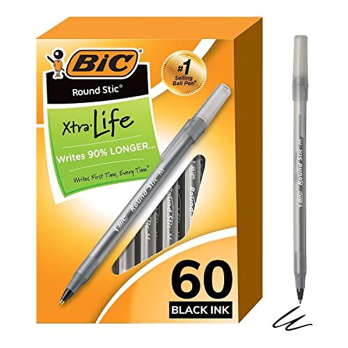 BIC GSM609BK Kugelschreiber, rund, mittelgroß, 60/BX, Frost/BK Tinte von BIC