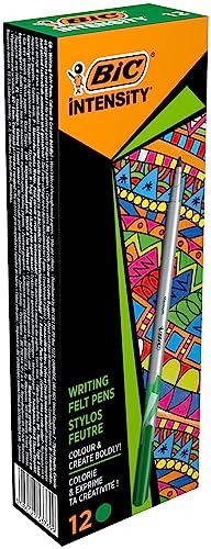 BIC Intensity Fineliner, Filzstifte Set mit 12 Stiften in Grün, mit mittlerer Spitze, Ideal für das Büro, das Home Office oder die Schule BIC Intensity Fineliner, Filzstifte Set mit 12 Stiften in Grün, mit mittlerer Spitze, Ideal für das Büro, das Home Office oder die Schule von BIC